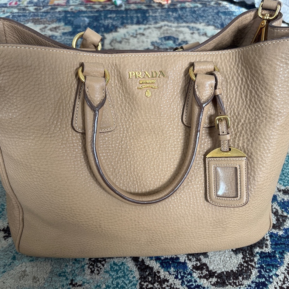 Prada ran calf tote bag